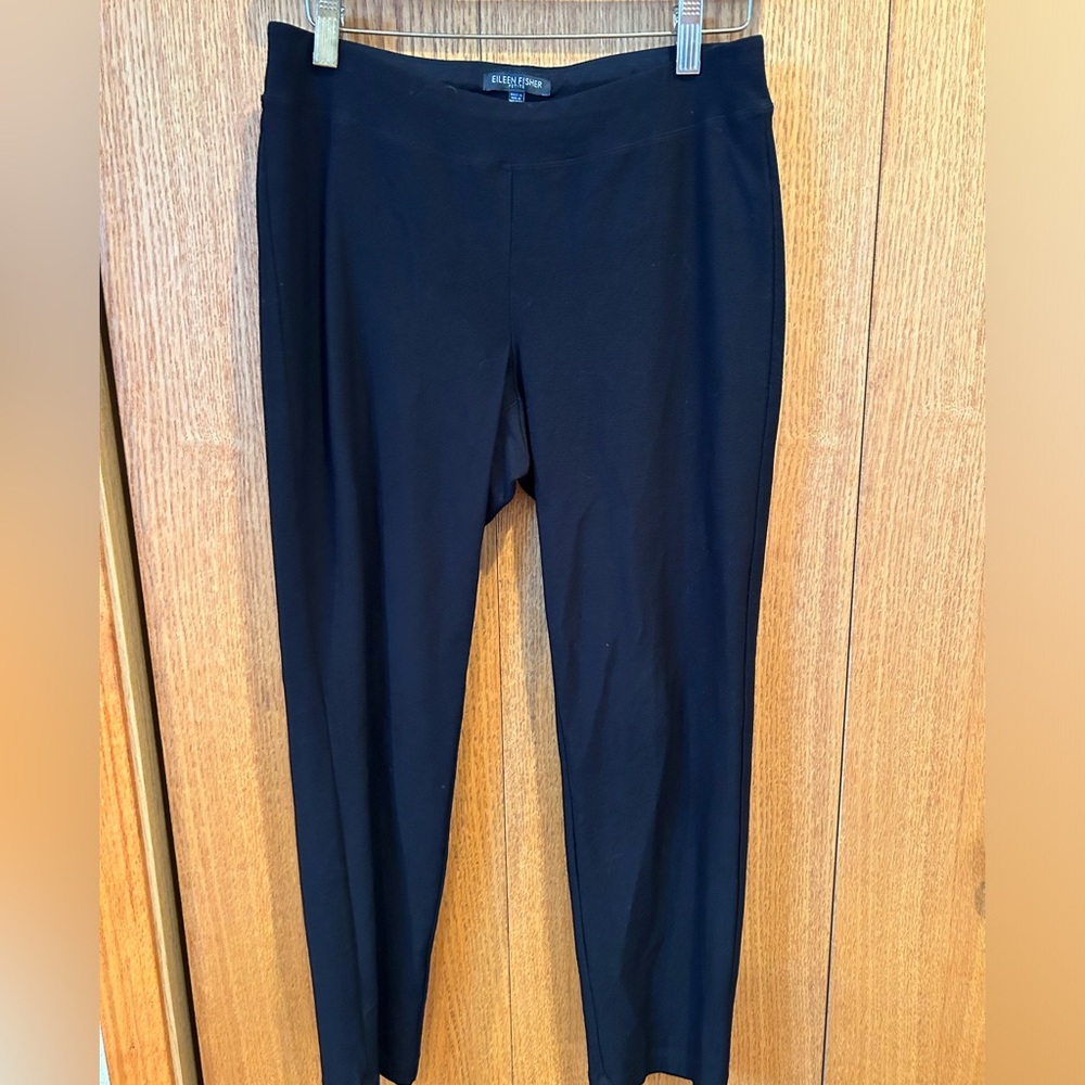 EILEEN FISHER Black Straight Leg Black Legging Stretch Crop Pants Petite XS PP